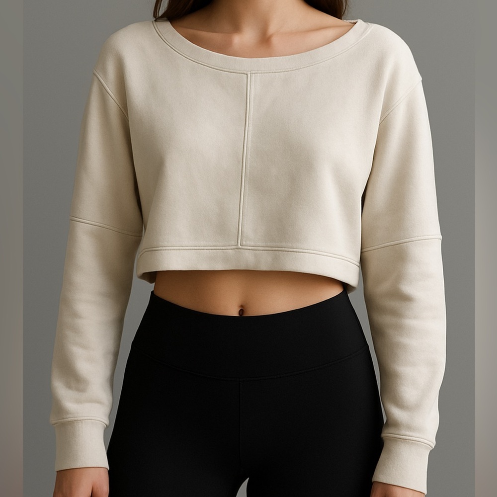 Oak + Fort Cropped Fleece Sweatshirt - S/M